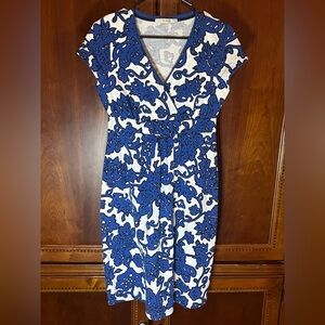 Boden Blue White Floral Wrap Style Dress Size US 6 UK 10